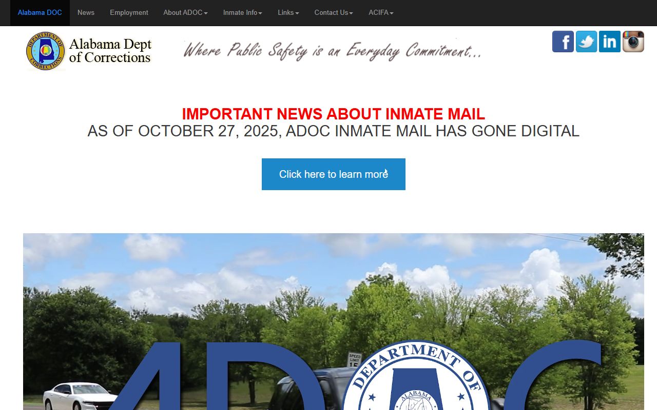 Conecuh County inmate population Alabama Department of Corrections homepage